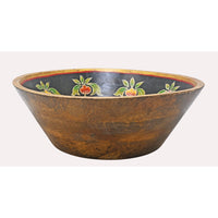 Handcrafted Wooden Decorative Bowl – Floral Hand-Painted Antique Finish - 2026081904UNQ