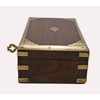 Handcrafted Wooden Jewelry & Keepsake Storage Box – Vintage Brass Inlay with Key Lock - 2026081906UNQ