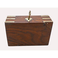 Handcrafted Wooden Jewelry & Keepsake Storage Box – Vintage Brass Inlay with Key Lock - 2026081906UNQ