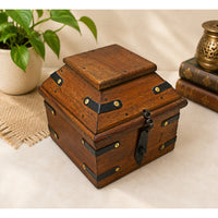 Handcrafted Wooden Antique Storage Chest – Traditional Iron Strap Design - 2026081909UNQ