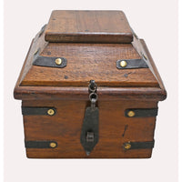 Handcrafted Wooden Antique Storage Chest – Traditional Iron Strap Design - 2026081909UNQ