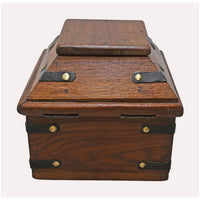 Handcrafted Wooden Antique Storage Chest – Traditional Iron Strap Design - 2026081909UNQ
