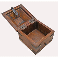 Handcrafted Wooden Antique Storage Chest – Traditional Iron Strap Design - 2026081909UNQ