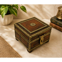 Handcrafted Wooden Storage Box – Vintage Antique Chest with Brass Metal - 2026081910UNQ