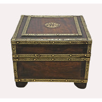 Handcrafted Wooden Storage Box – Vintage Antique Chest with Brass Metal - 2026081910UNQ