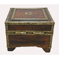 Handcrafted Wooden Storage Box – Vintage Antique Chest with Brass Metal - 2026081910UNQ