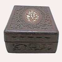 Handcrafted Wooden Storage Chest – Carved Floral Design with Brass Clasp - 2026081911UNQ