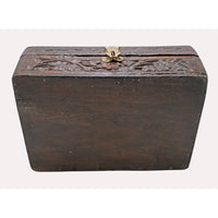 Handcrafted Wooden Storage Chest – Carved Floral Design with Brass Clasp - 2026081911UNQ