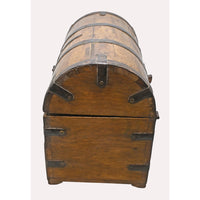 Handcrafted Wooden Trunk Storage Box – Vintage Iron Strap Design with Drawer - 2026081912UNQ