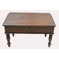 Handcrafted Wooden Storage Table – Vintage Antique Chest with Turned Legs - 2026081913UNQ