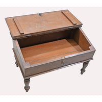 Handcrafted Wooden Storage Table – Vintage Antique Chest with Turned Legs - 2026081913UNQ