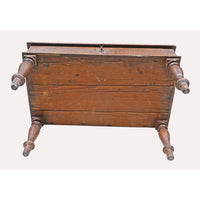 Handcrafted Wooden Storage Table – Vintage Antique Chest with Turned Legs - 2026081913UNQ