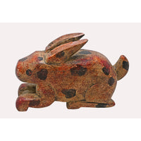 Handcrafted Wooden Rabbit Sculpture – Rustic Folk Art with Antique Finish - 2026081914UNQ