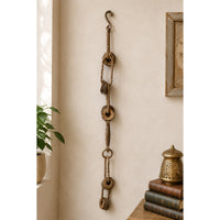 Antique Iron Hanging Chain – Traditional Rustic Wall Décor with Ring & Bell Details - 2026081915UNQ