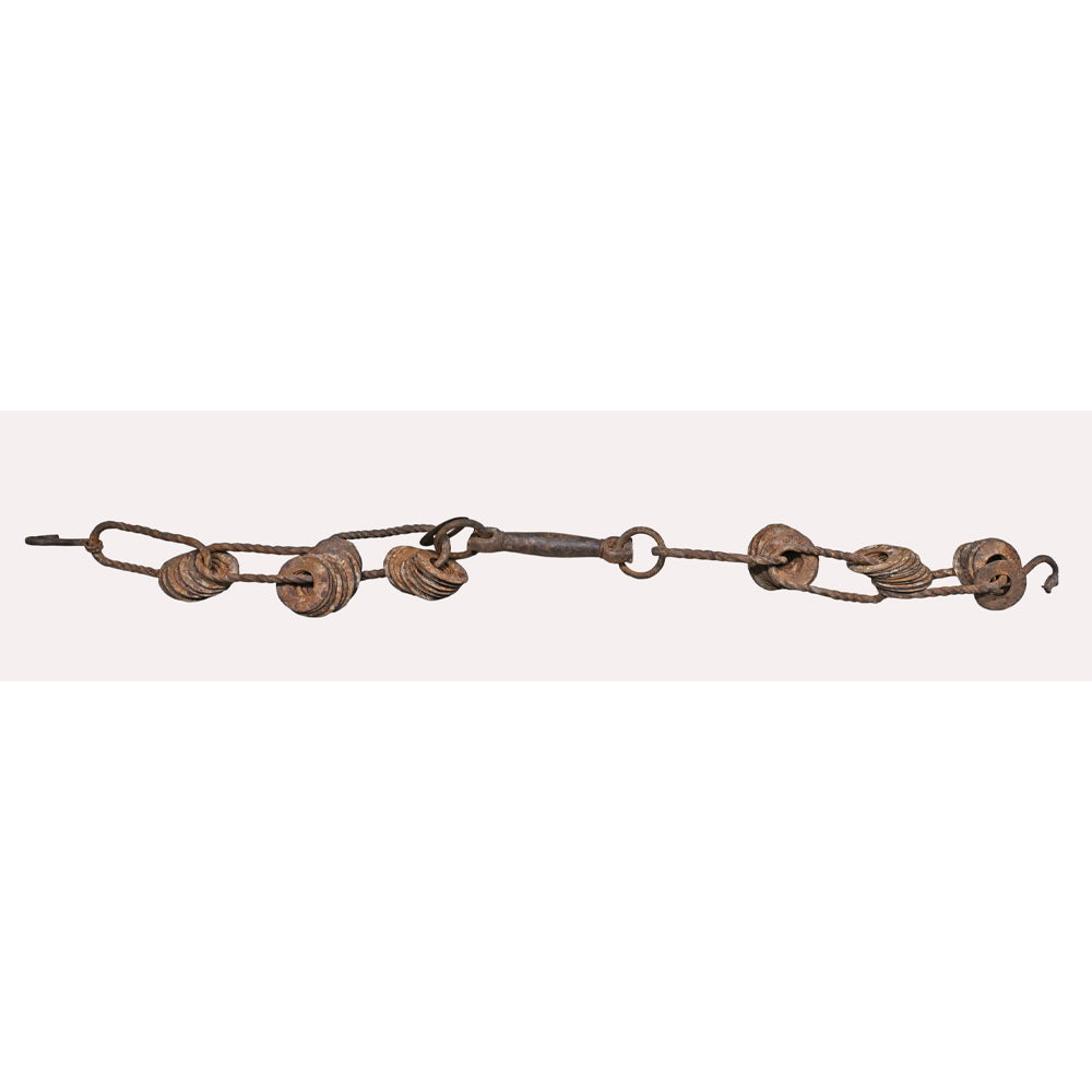Close-up of hand-forged iron links on Janjeer chain