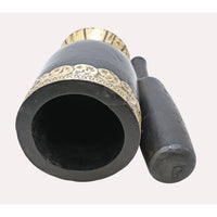 Handcrafted Wooden Spice Grinder & Mortar with Pestle – Black Antique Finish - 2026081916UNQ