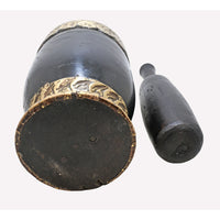 Handcrafted Wooden Spice Grinder & Mortar with Pestle – Black Antique Finish - 2026081916UNQ