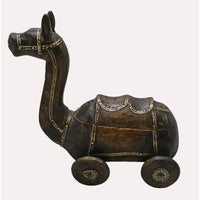 Handcrafted Wooden Camel Shaped Spice Box – Traditional Indian Antique Finish - 2026081918UNQ