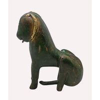 Vintage Handcrafted Wooden Dog Figurine – Rustic Green Antique Finish - 2026082001UNQ