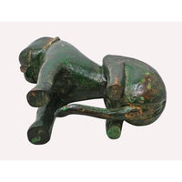 Vintage Handcrafted Wooden Dog Figurine – Rustic Green Antique Finish - 2026082001UNQ
