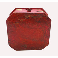 Handcrafted Vintage Red Octagonal Storage Chest with Brass Trim - 2026082002UNQ