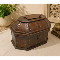 Vintage Handcrafted Wooden Storage Chest – Rustic Trunk with Metal Studs - 2026082005UNQ