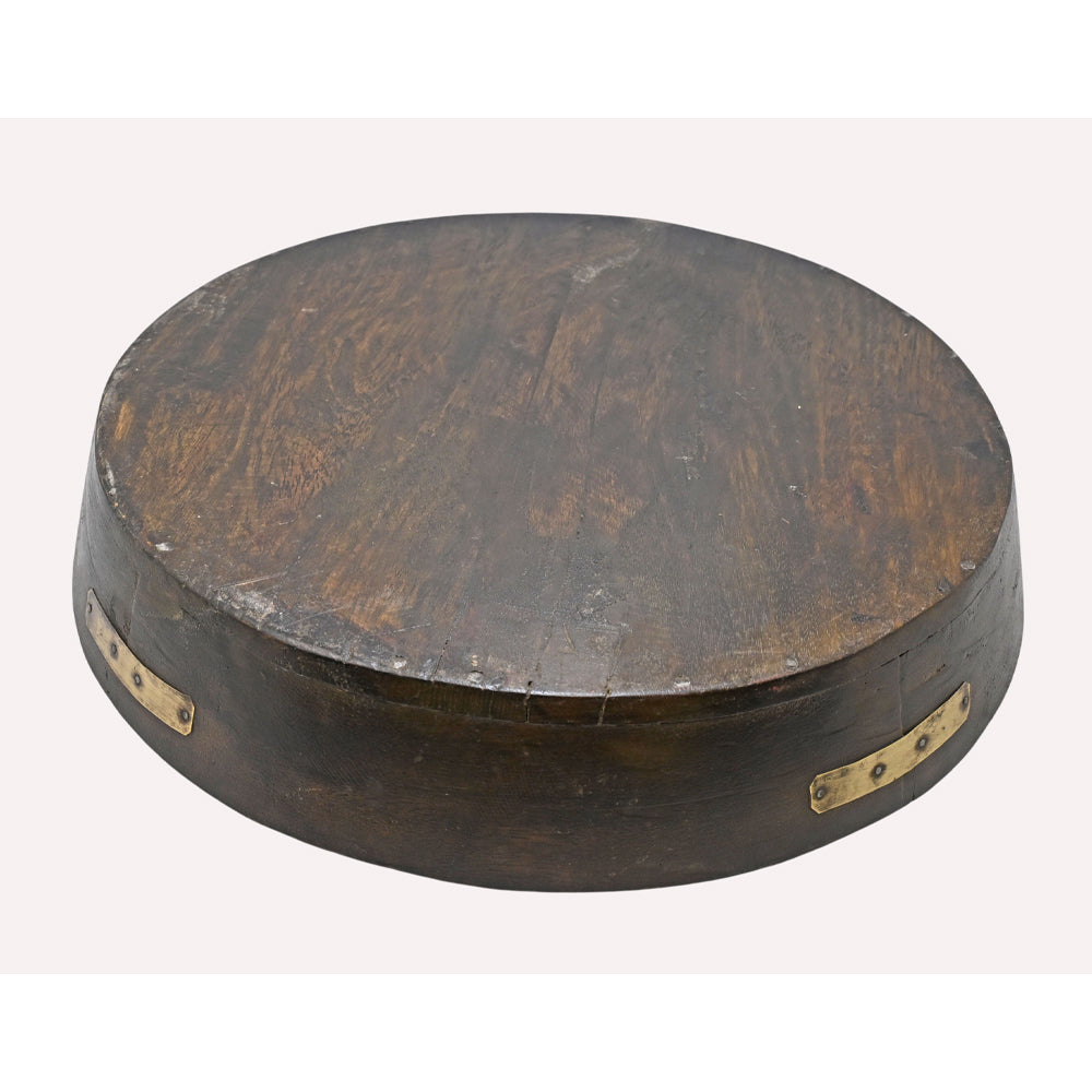 Side view of antique wooden parat fruit bowl