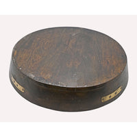Vintage Handcrafted Wooden Serving Tray – Rustic Round Bowl with Brass Accents - 2026082007UNQ