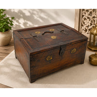 Antique Handcrafted Wooden Storage Chest – Vintage Multi-Compartment Organizer - 2026082010UNQ