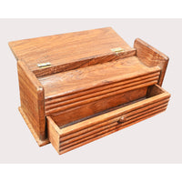Handcrafted Wooden Storage Box – Drawer & Sliding Compartment - 2026082203UNQ