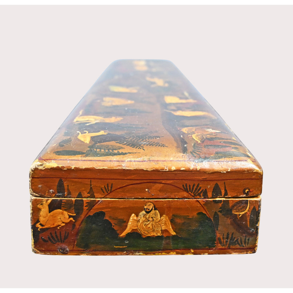 Close-up of traditional bird painting on wooden box