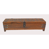 Handcrafted Wooden Keepsake Storage Box – Iron Studs & Rustic Lock - 2026082206UNQ
