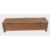 Handcrafted Wooden Keepsake Storage Box – Iron Studs & Rustic Lock - 2026082206UNQ
