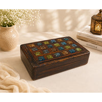 Handcrafted Wooden Storage Box with Colorful Mosaic Tile Design - 2026082207UNQ