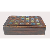 Handcrafted Wooden Storage Box with Colorful Mosaic Tile Design - 2026082207UNQ
