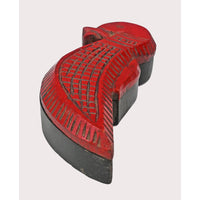 Handcrafted Wooden Bird-Shaped Storage Box – Red & Black Carved Finish - 2026082208UNQ