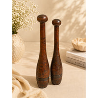 Vintage Wooden Exercise Dumbbells – Traditional Handcrafted Fitness Weights - 2026082209UNQ