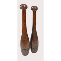 Vintage Wooden Exercise Dumbbells – Traditional Handcrafted Fitness Weights - 2026082209UNQ