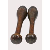 Vintage Wooden Exercise Dumbbells – Traditional Handcrafted Fitness Weights - 2026082209UNQ
