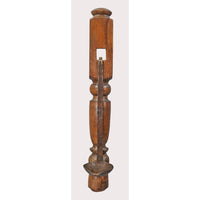 Rustic wooden Paga candle holder, side view