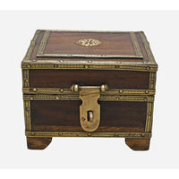 Handcrafted Wooden Decorative Storage Box – Antique Brass Detailing - 2026082502UNQ