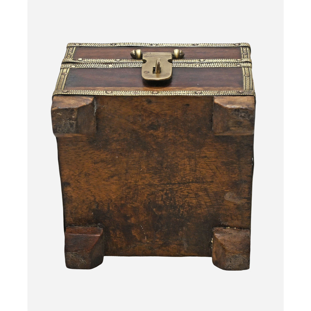 Traditional brass details on wooden keepsake box