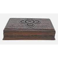 Handcrafted Wooden Decorative Storage Box – Intricate Carved Floral Design - 2026082503UNQ