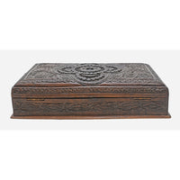 Handcrafted Wooden Decorative Storage Box – Intricate Carved Floral Design - 2026082503UNQ