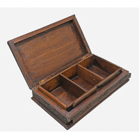 Handcrafted Wooden Decorative Storage Box – Intricate Carved Floral Design - 2026082503UNQ