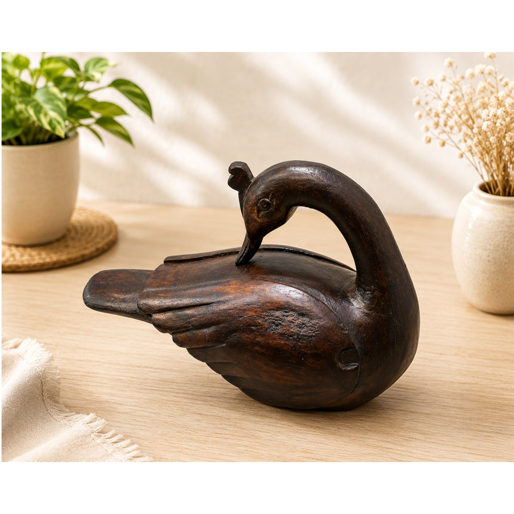 Handcrafted Wooden Duck Showpiece – Rustic Vintage Finish - 2026082506UNQ