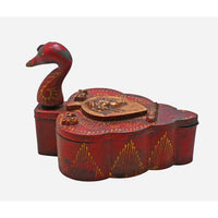 Handcrafted Wooden Kuku Chawal Box – Traditional Red Folk Design - 2026082509UNQ