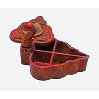Handcrafted Wooden Kuku Chawal Box – Traditional Red Folk Design - 2026082509UNQ