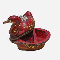 Handcrafted Wooden Peacock Kuku Chawal Box – Traditional Folk Design - 2026082510UNQ
