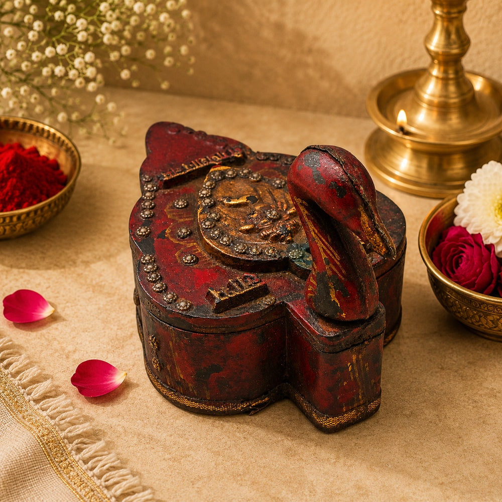 Handcrafted Wooden Peacock Kuku Chawal Box - 2026082511UNQ